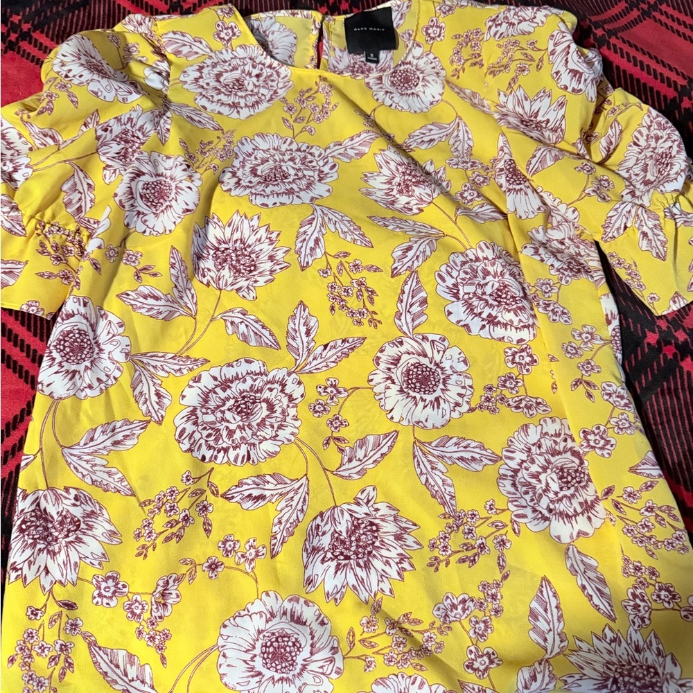 Alex Marie Yellow Floral Blouse